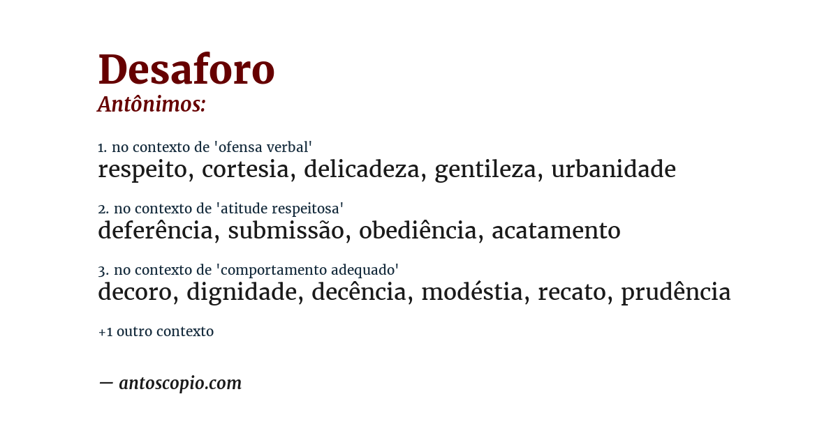 Antônimo de desaforo