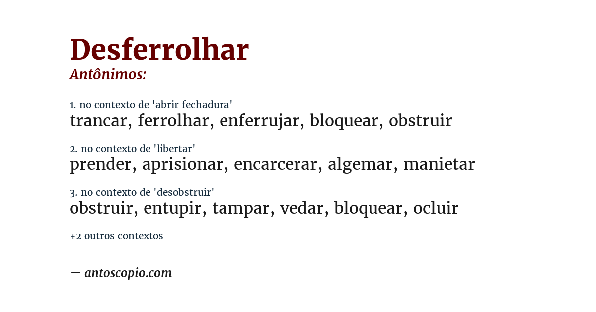 Antônimo de desferrolhar