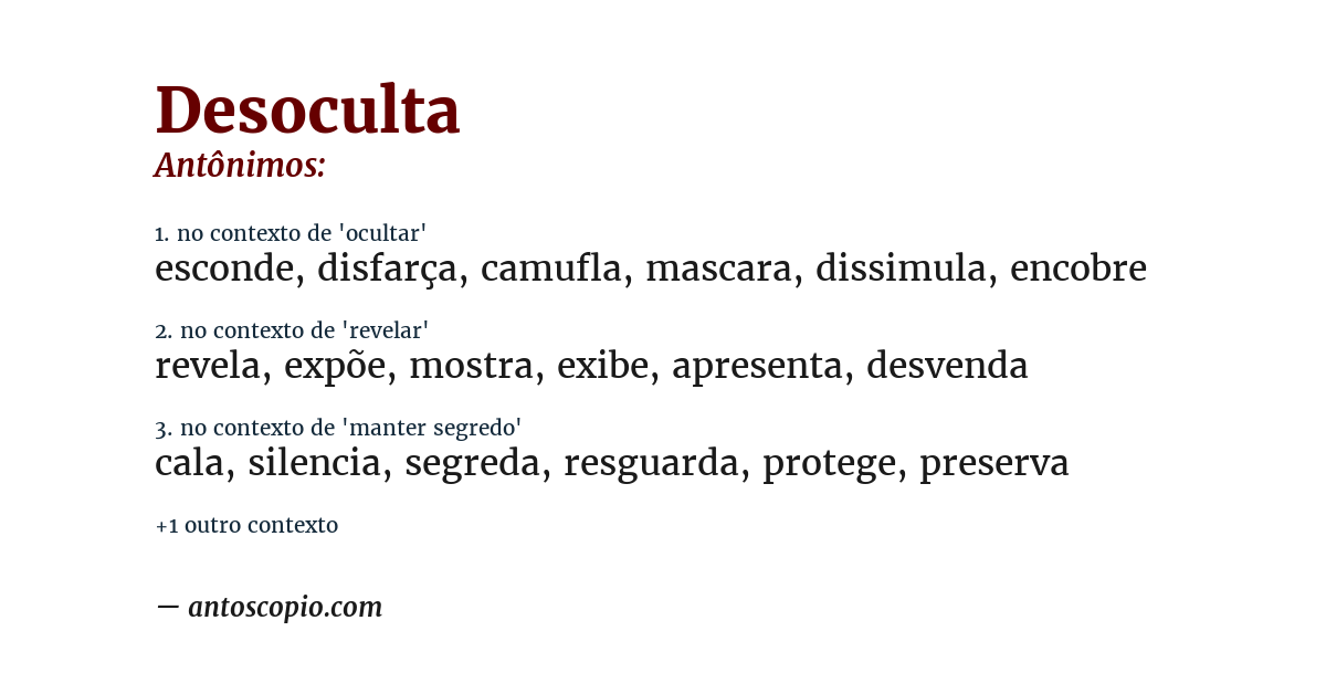 Antônimo de desoculta