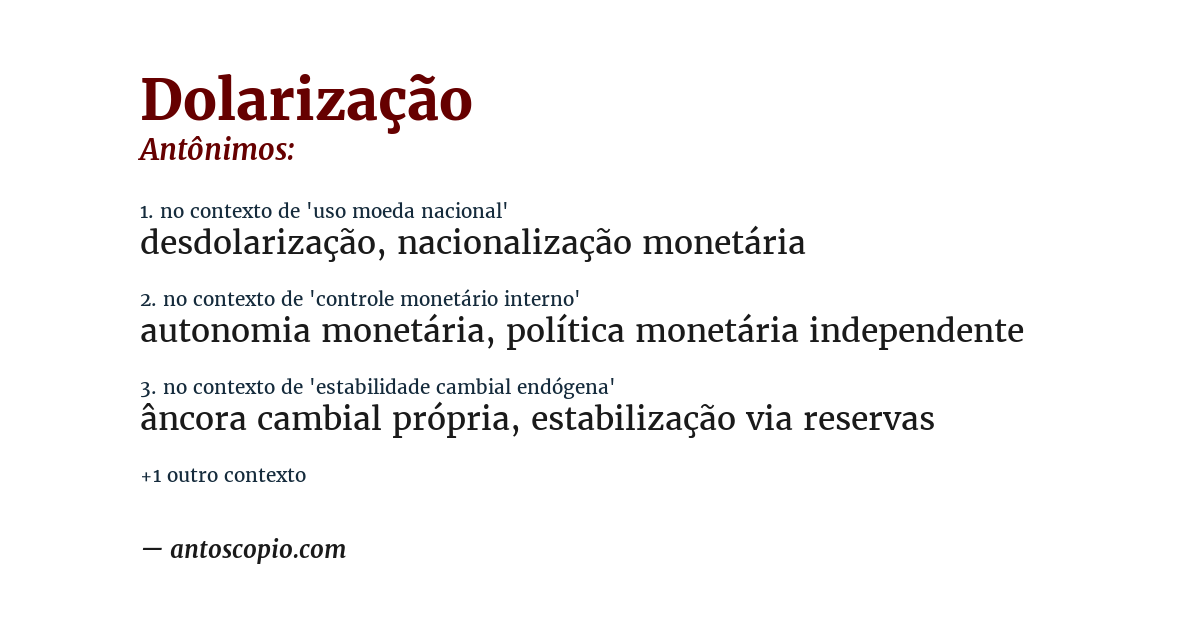 Antônimo de dolarização
