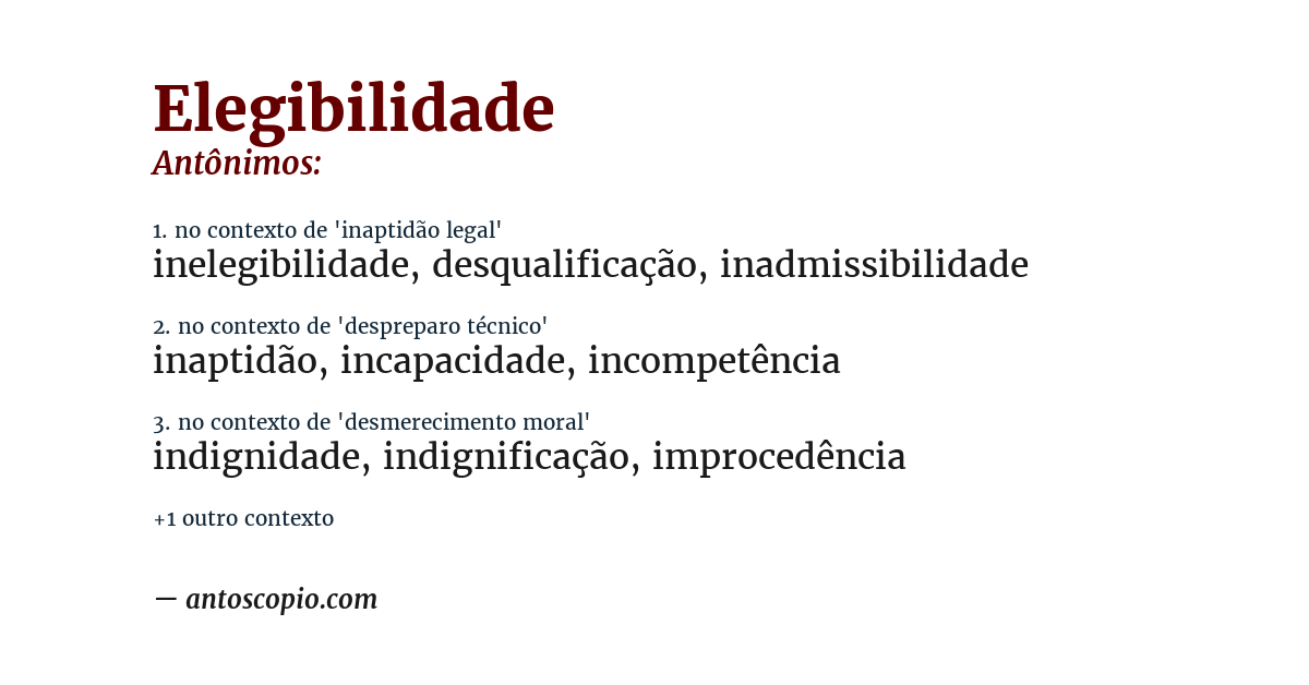 Antônimo de elegibilidade