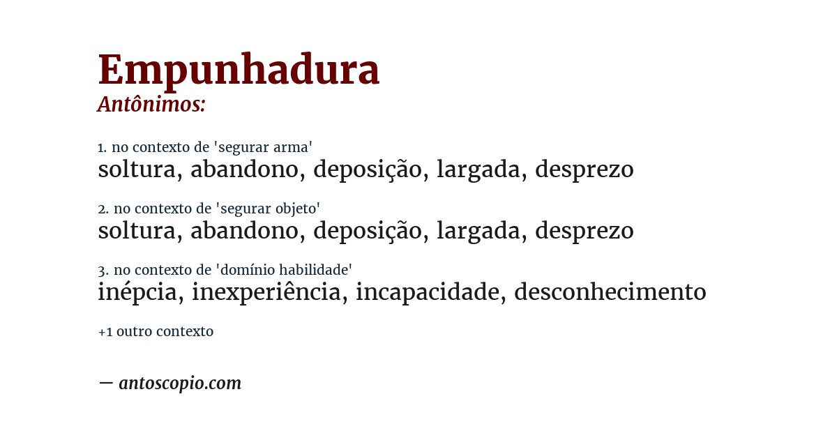 Antônimo de empunhadura