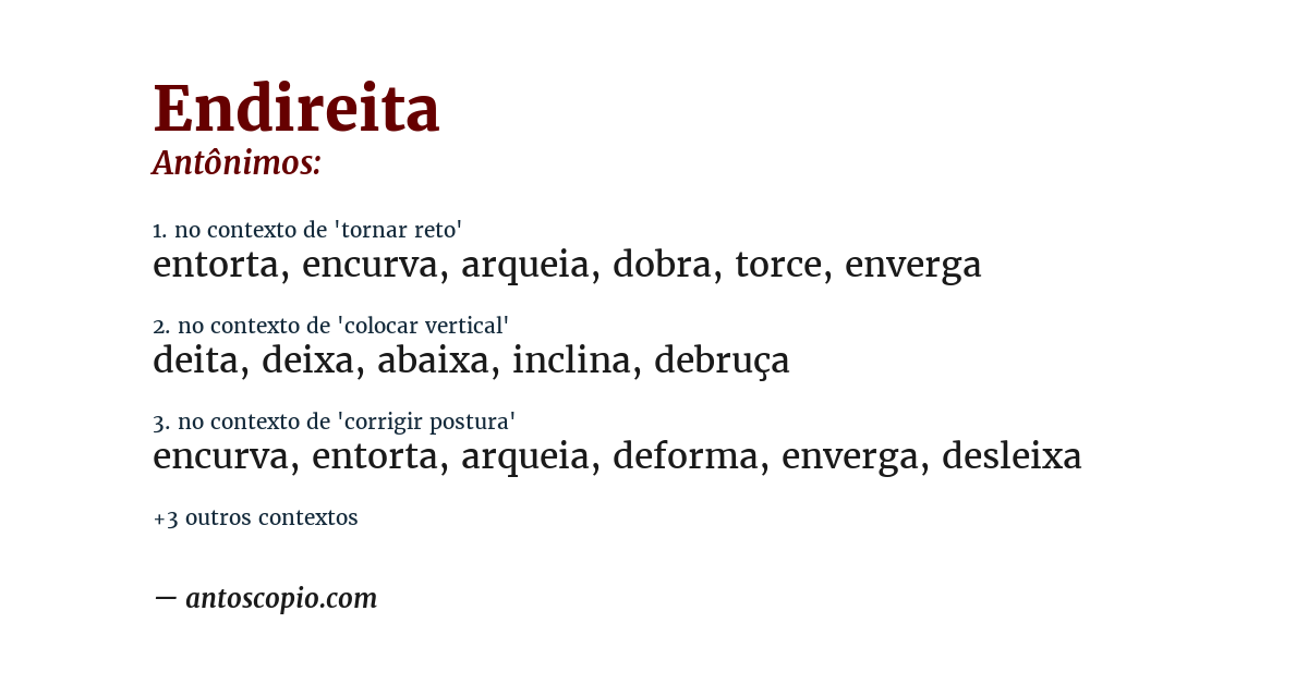 Antônimo de endireita