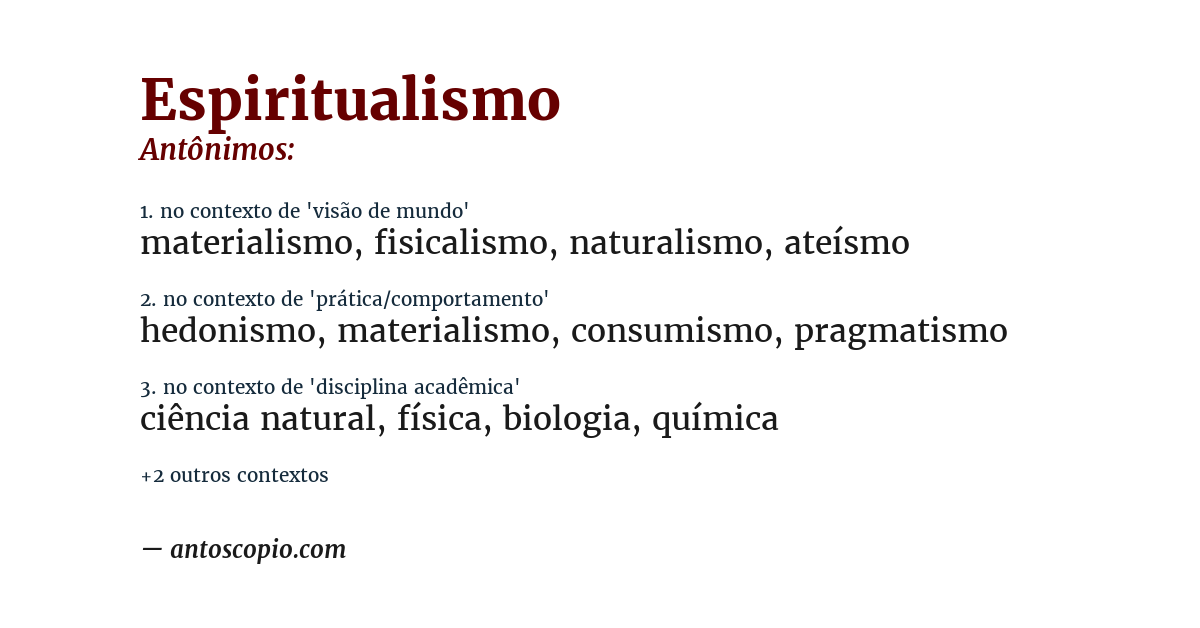 Antônimo de espiritualismo