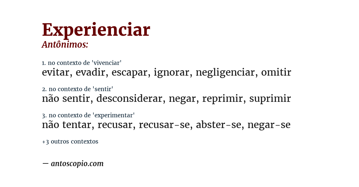 Antônimo de experienciar