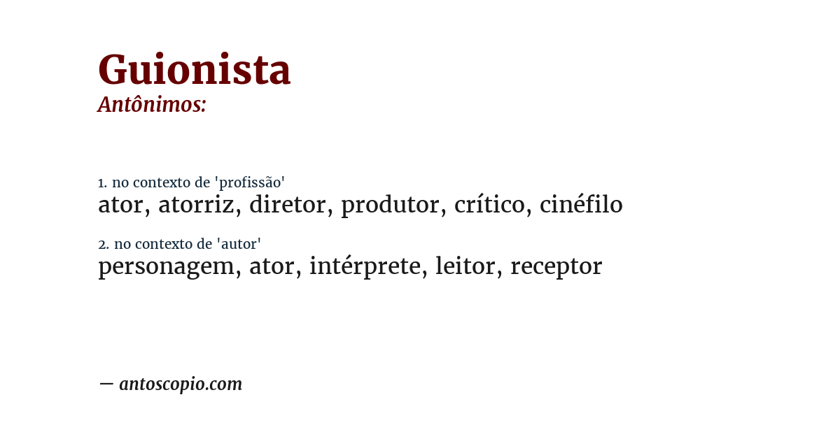 Antônimo de guionista