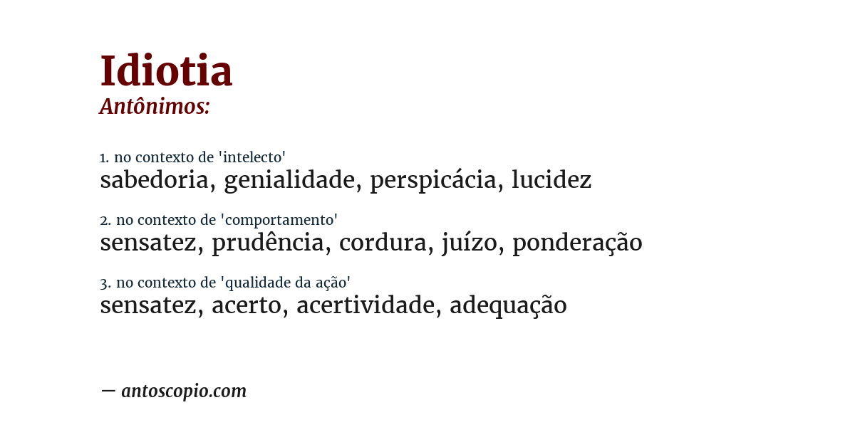 Antônimo de idiotia
