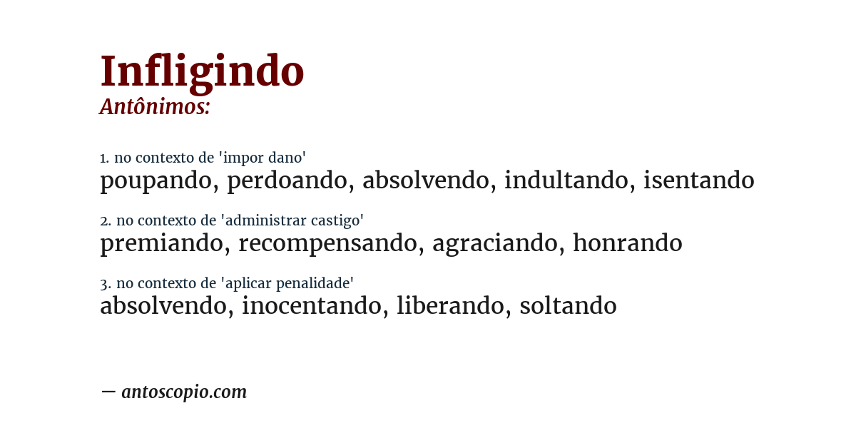 Antônimo de infligindo