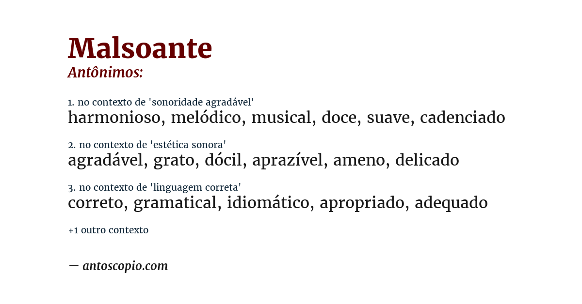 Antônimo de malsoante