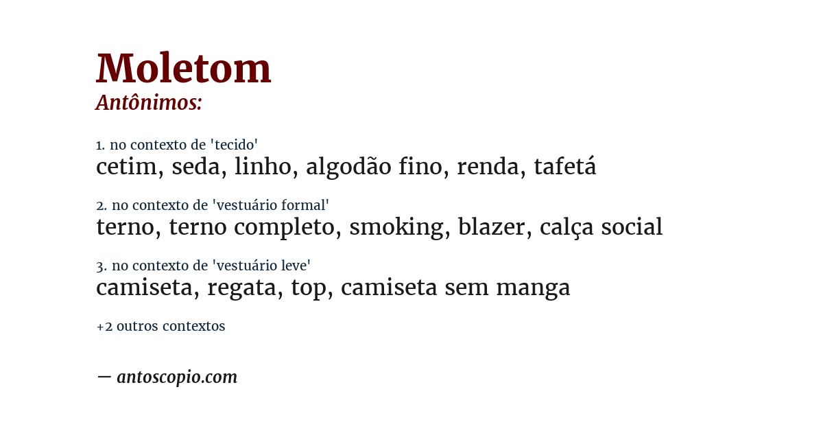 Antônimo de moletom
