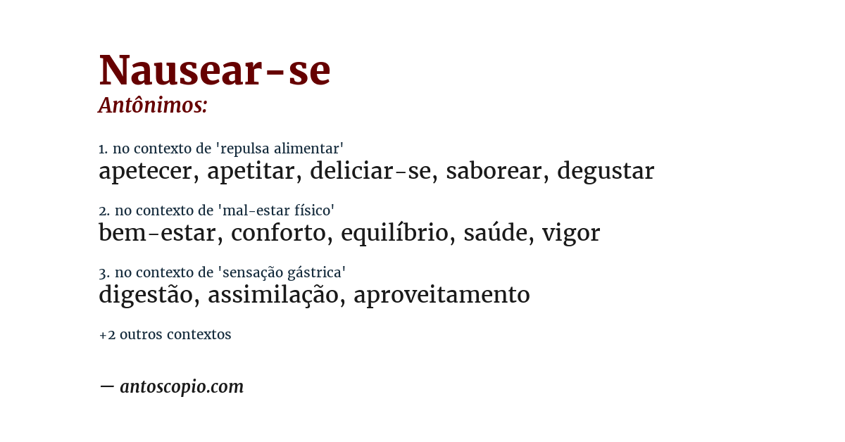 Antônimo de nausear-se
