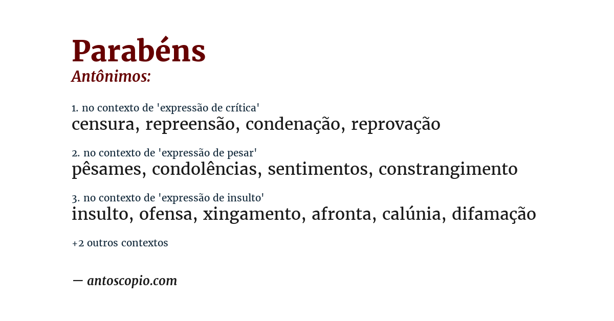 Antônimo de parabéns