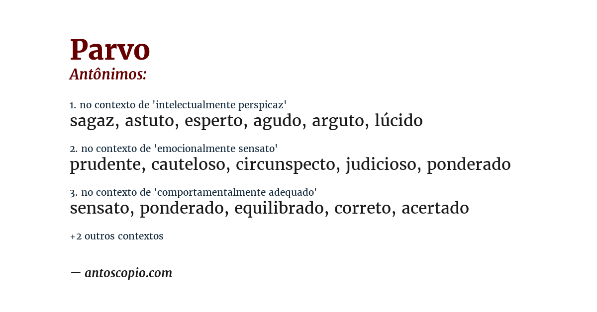Antônimo de parvo