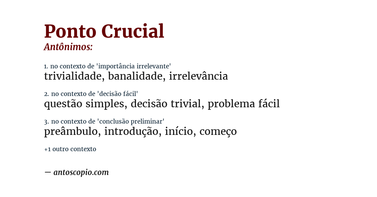 Antônimo de ponto crucial