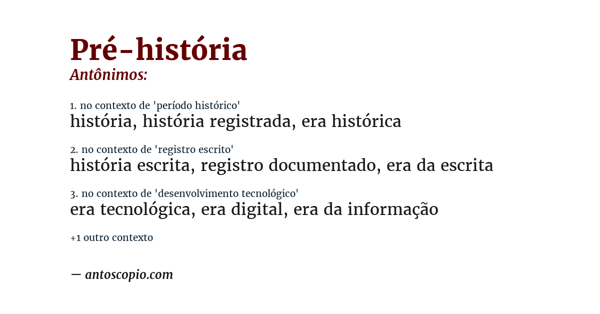 Antônimo de pré-história