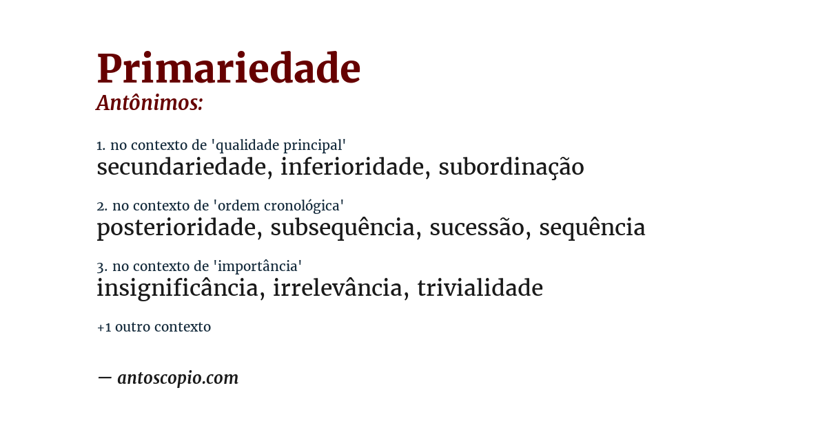 Antônimo de primariedade
