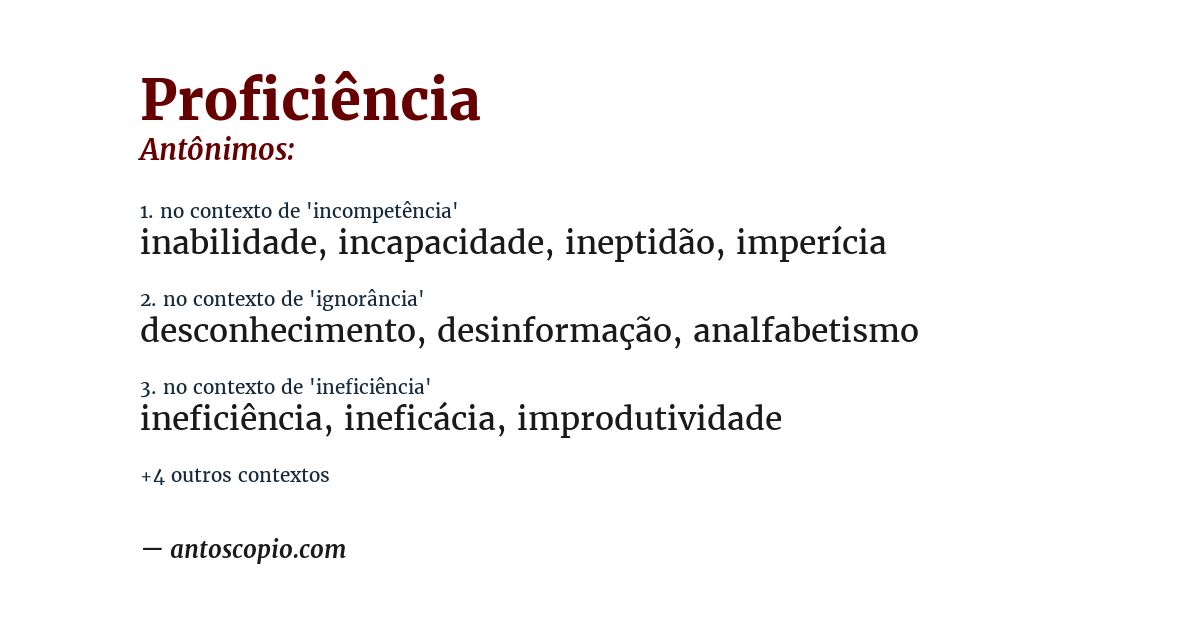 Antônimo de proficiência