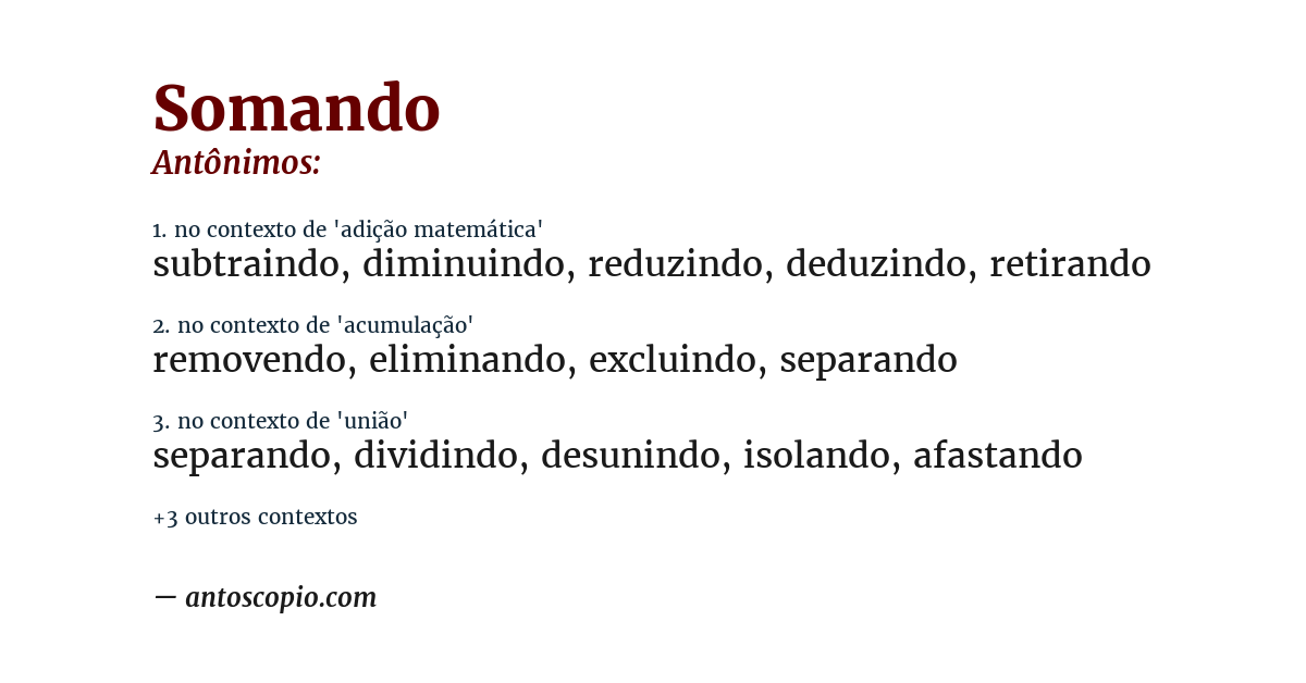 Antônimo de somando