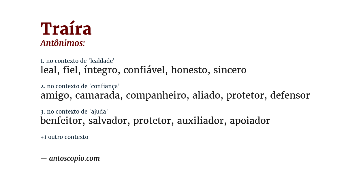 Antônimo de traíra