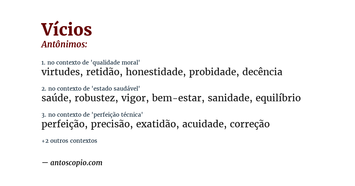 Antônimo de vícios