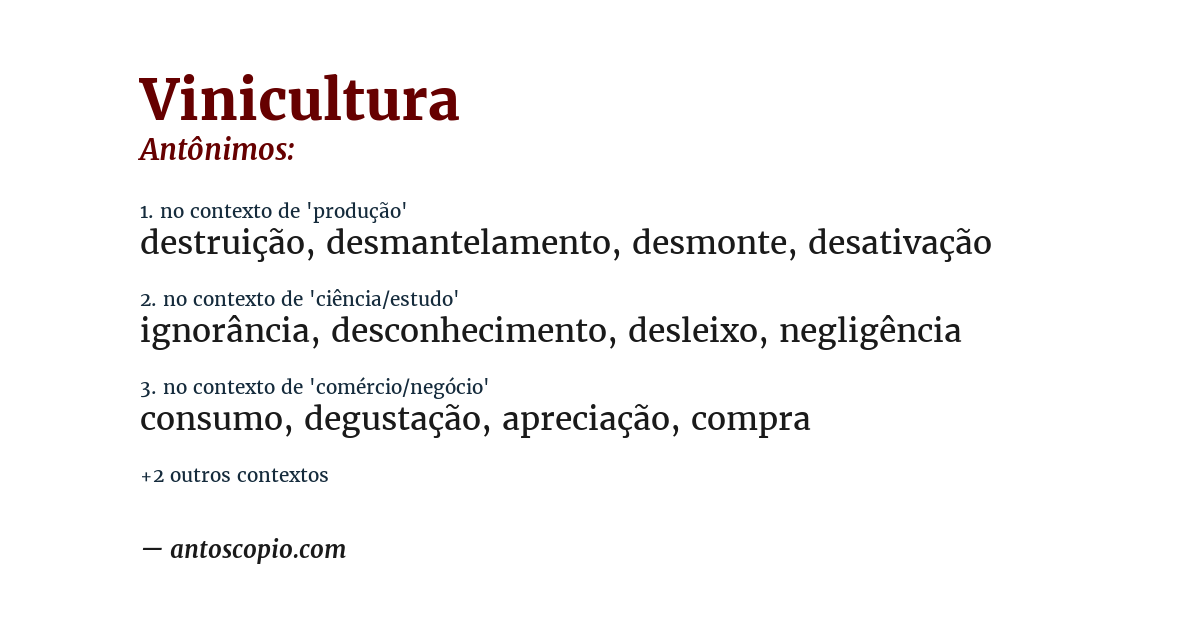 Antônimo de vinicultura