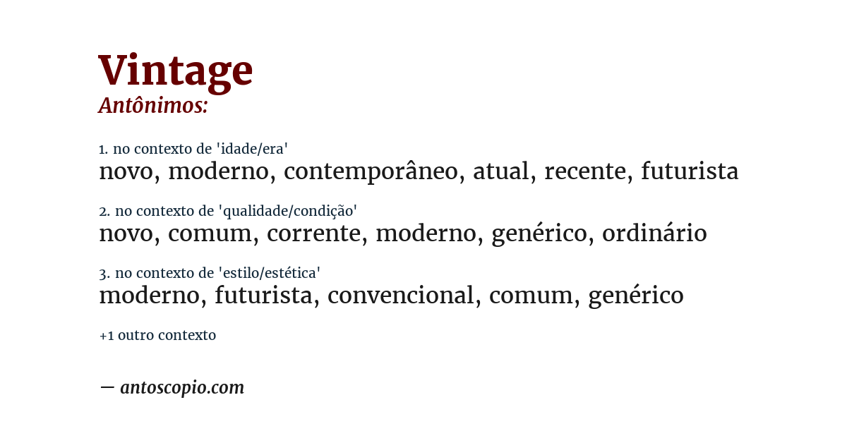Antônimo de vintage