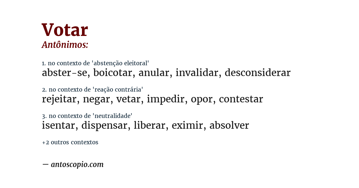 Antônimo de votar