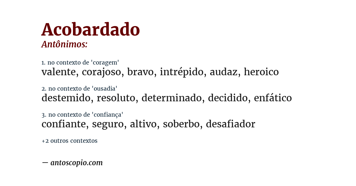 Antônimo de acobardado