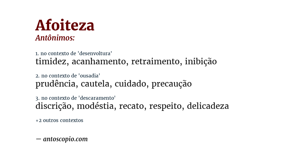 Antônimo de afoiteza