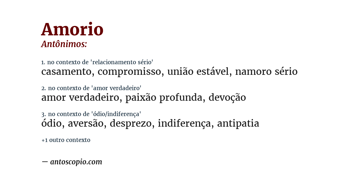Antônimo de amorio