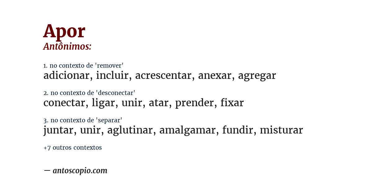 Antônimo de apor