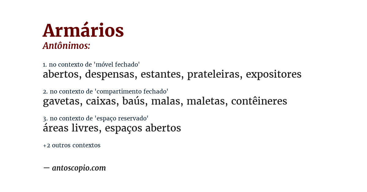 Antônimo de armários