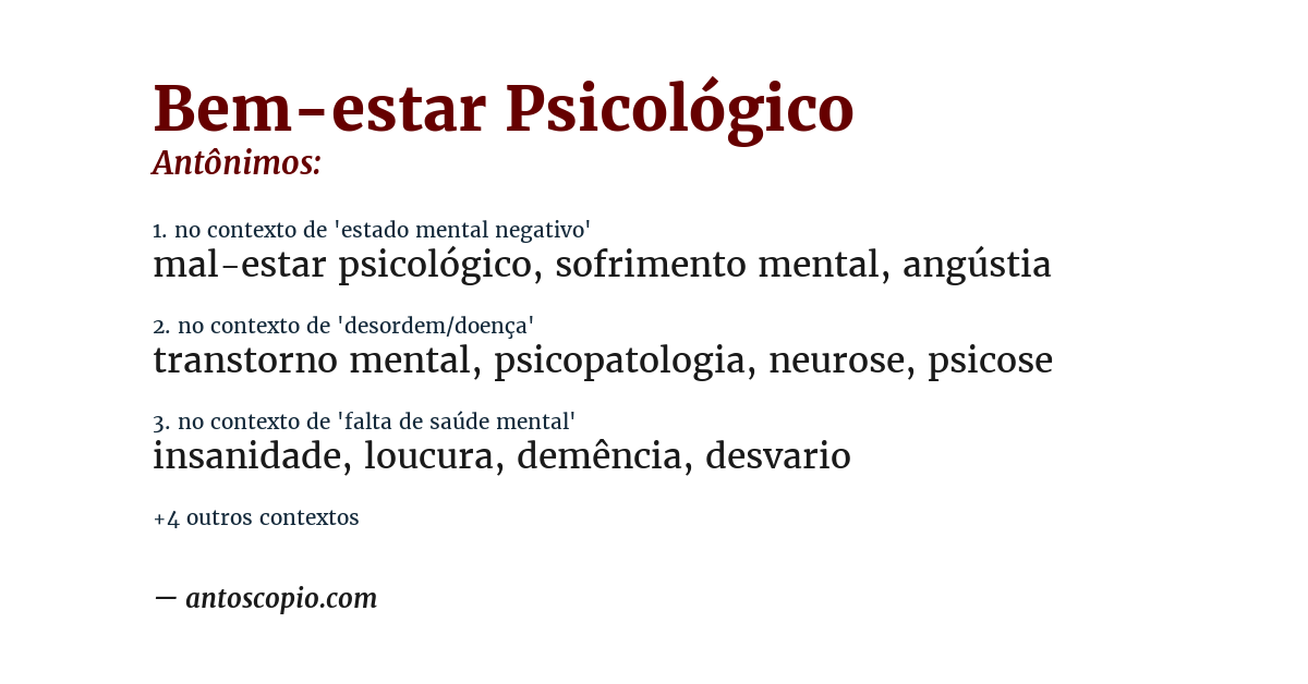 Antônimo de bem-estar psicológico