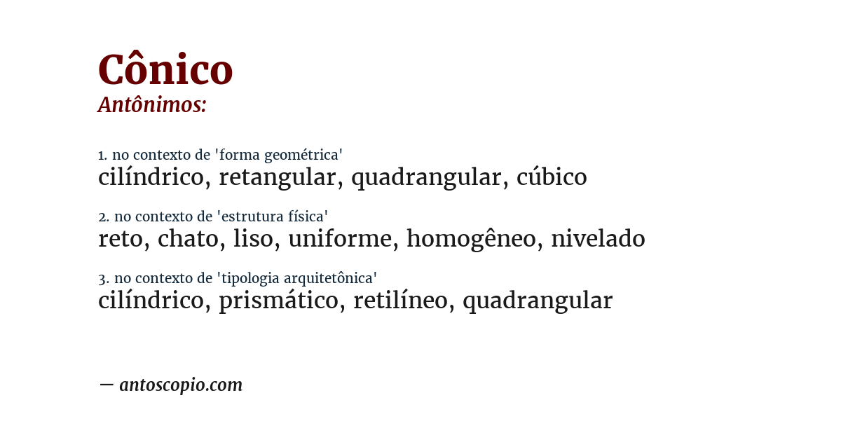 Antônimo de cônico