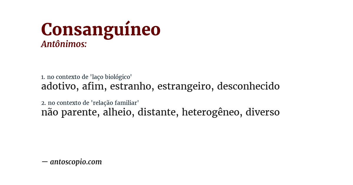 Antônimo de consanguíneo
