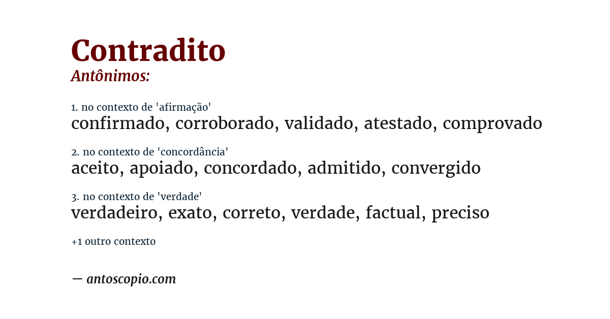 Antônimo de contradito