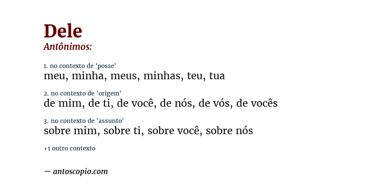 Antônimo de dele