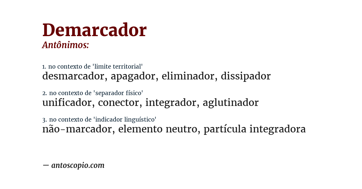 Antônimo de demarcador