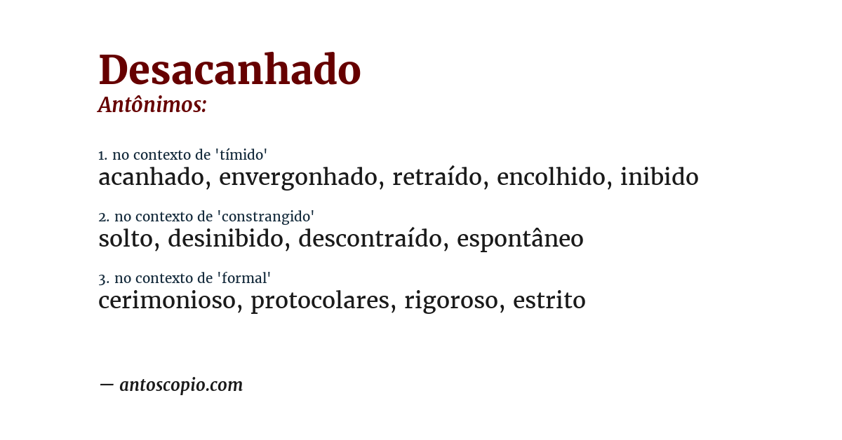 Antônimo de desacanhado