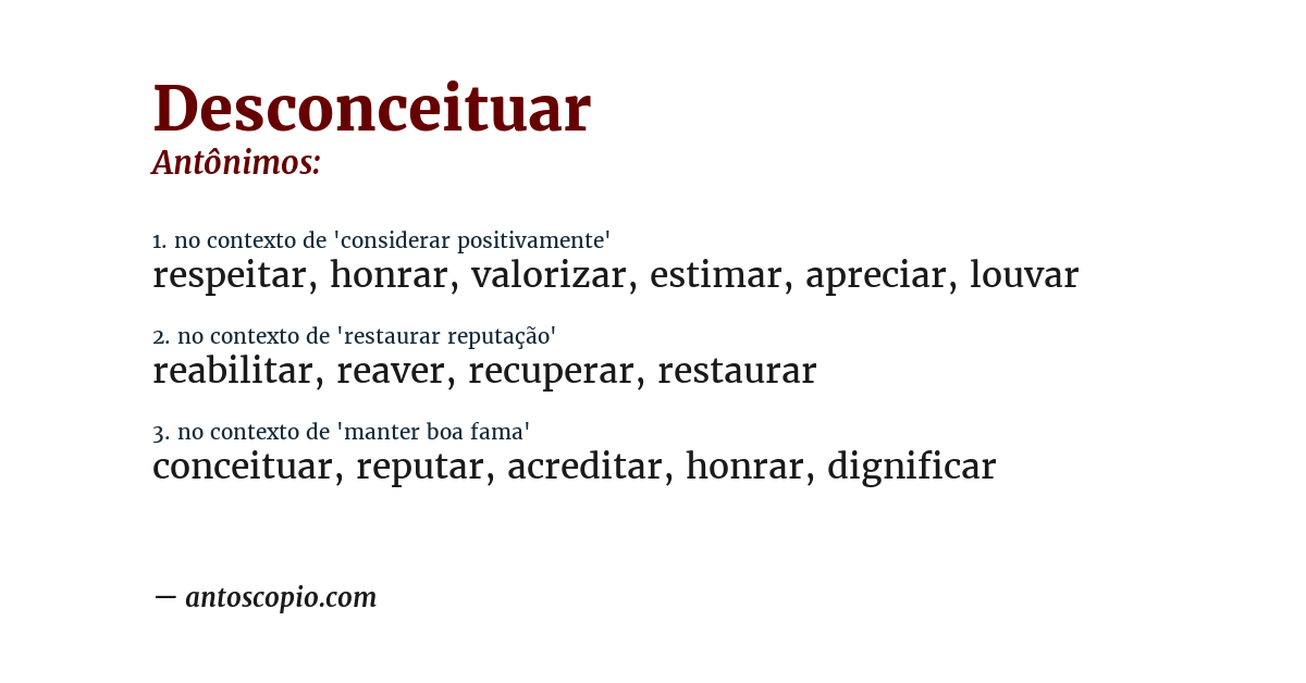 Antônimo de desconceituar