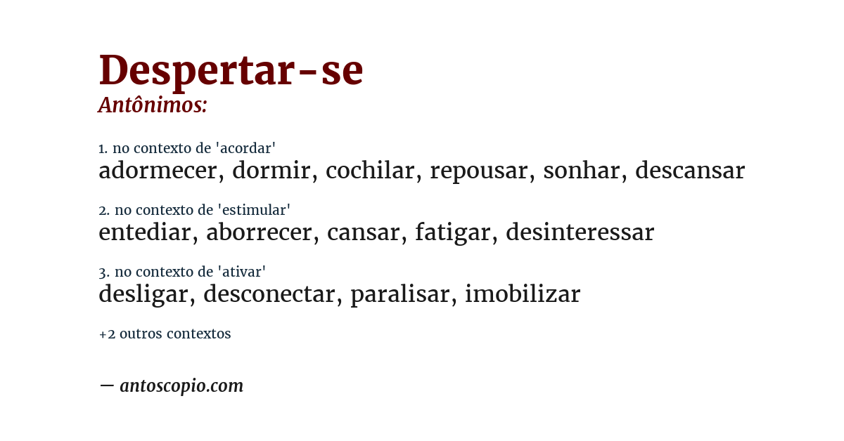 Antônimo de despertar-se