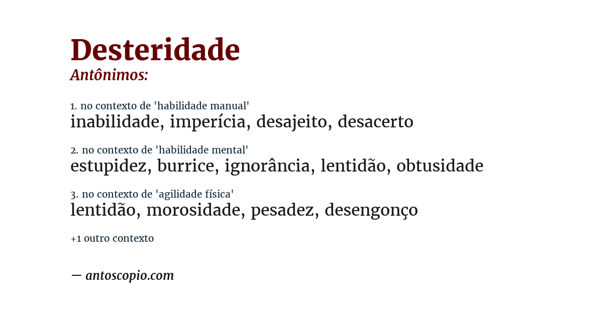 Antônimo de desteridade