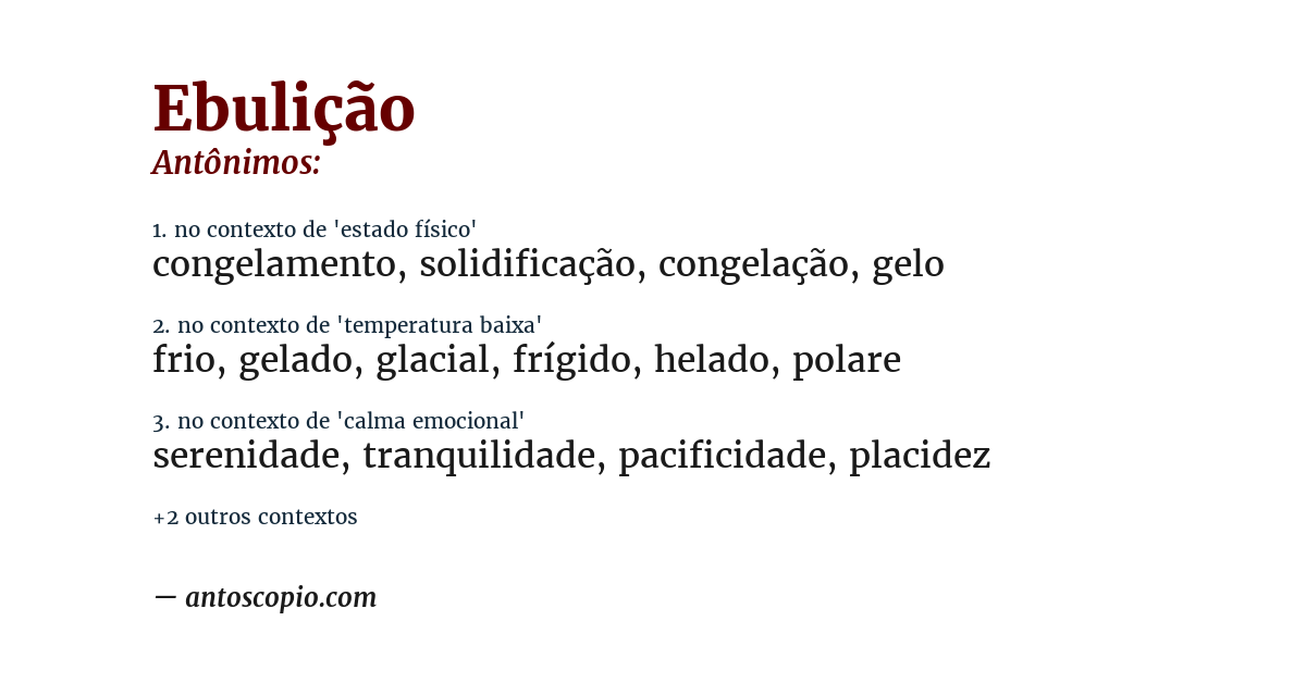 Antônimo de ebulição