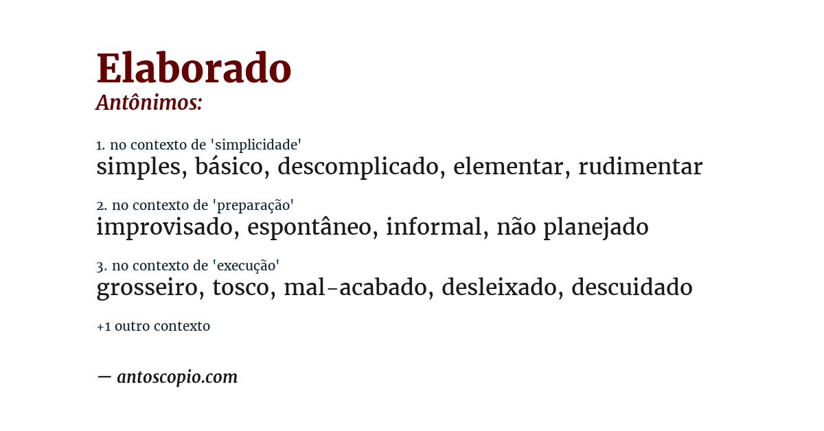 Antônimo de elaborado