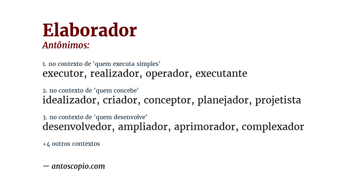 Antônimo de elaborador