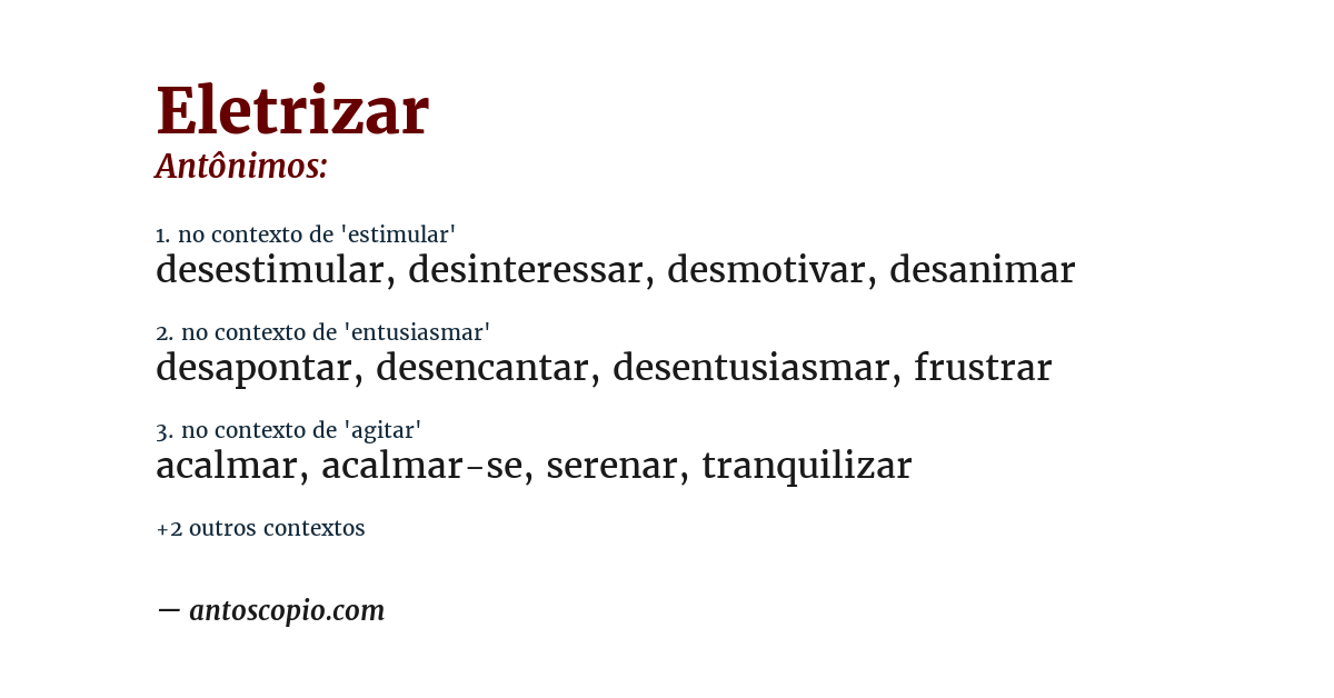 Antônimo de eletrizar