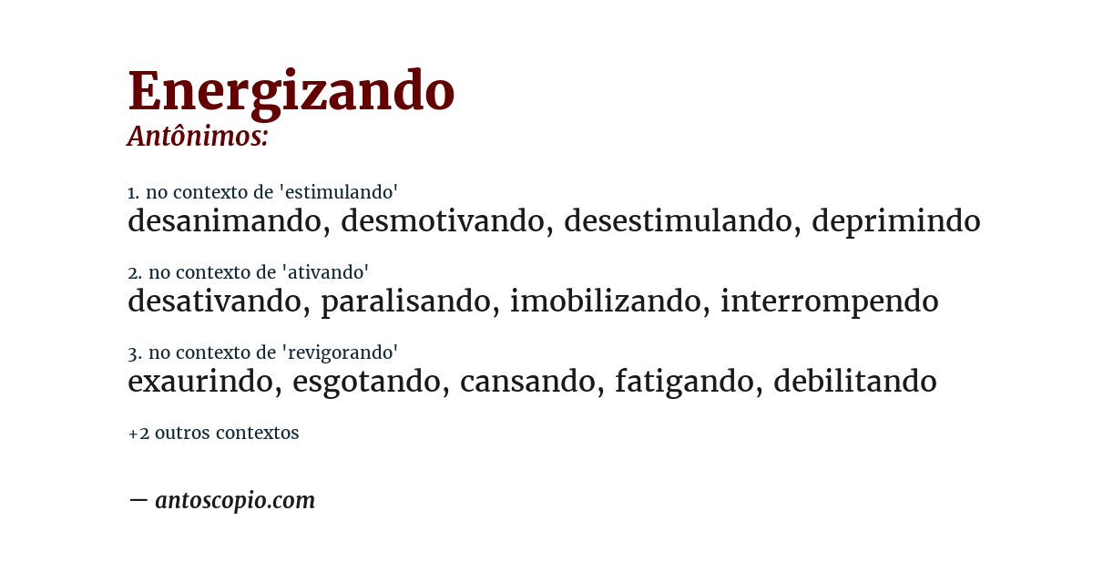 Antônimo de energizando