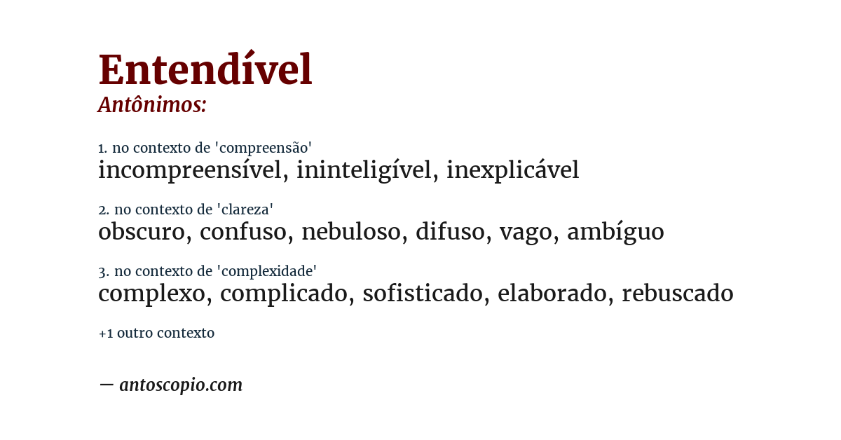 Antônimo de entendível