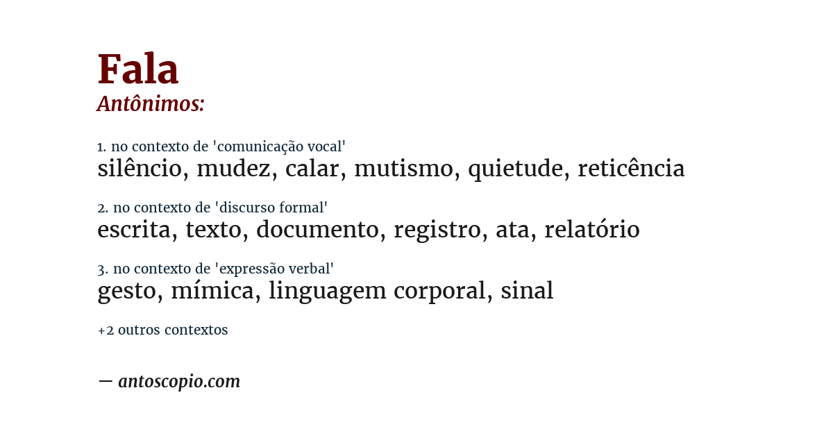Antônimo de fala
