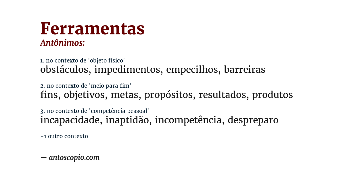 Antônimo de ferramentas